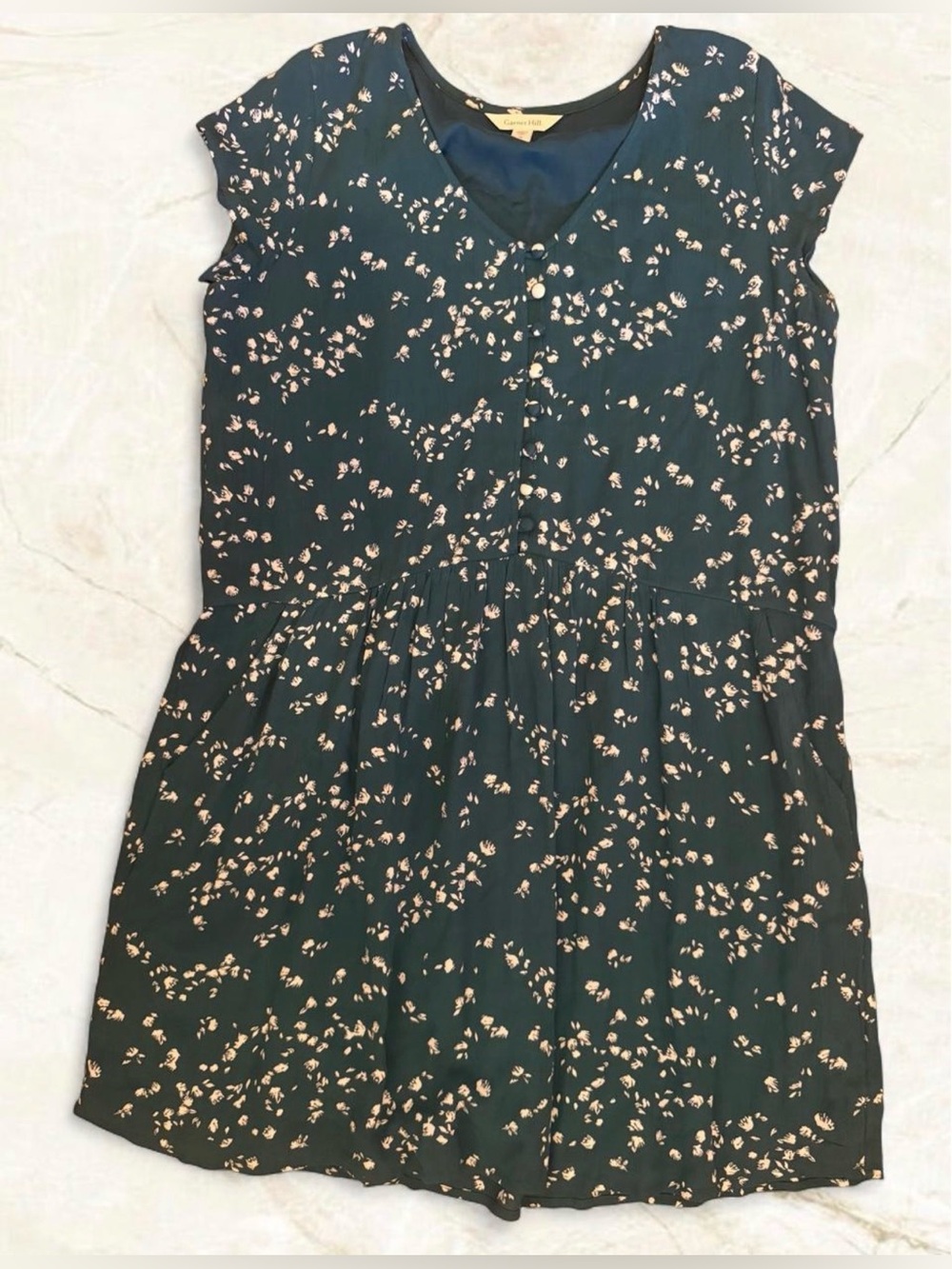 Garnet Hill White and Green CottageCore Tunic Dress Medium-Lenzig